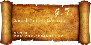 Gacsári Titánia névjegykártya